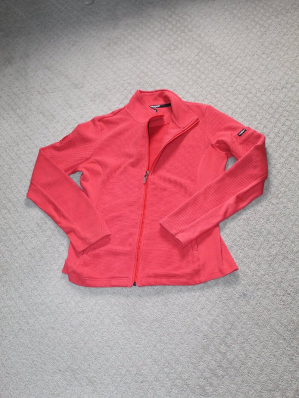 Straight Down Size L Red Ribbed Knit Jacket